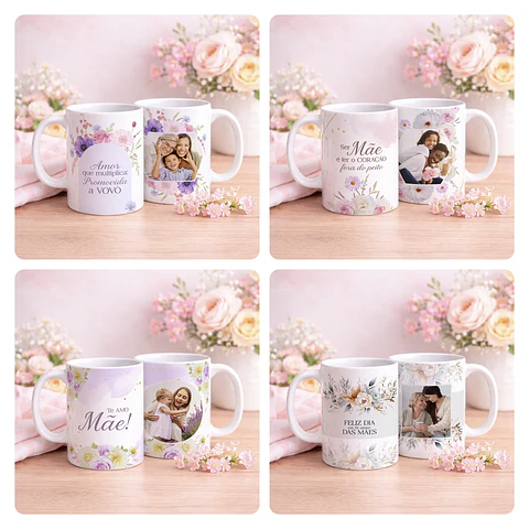 40 Artes para Caneca e Azulejo Dia das Mães Arquivo Editável 