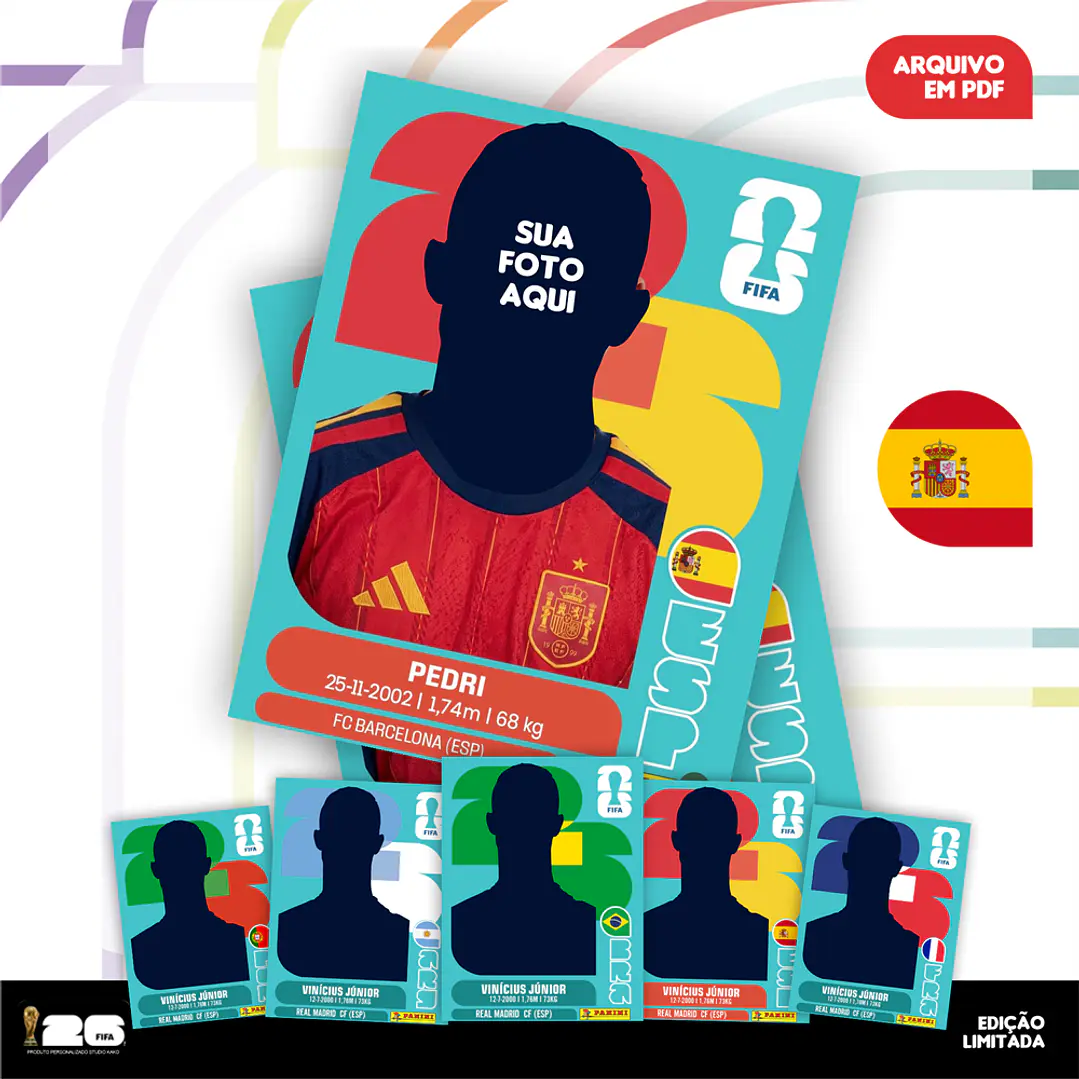 Figurinha Personalizada Copa do Mundo 2026 - Arquivo Digital PDF para Imprimir 5