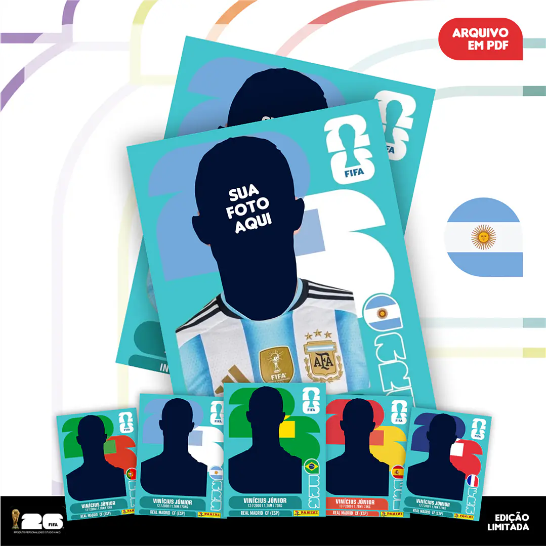 Figurinha Personalizada Copa do Mundo 2026 - Arquivo Digital PDF para Imprimir 4