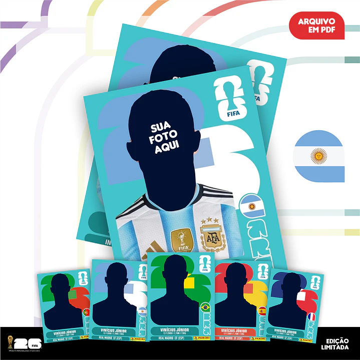 Figurinha Personalizada Copa do Mundo 2026 - Arquivo Digital PDF para Imprimir 4