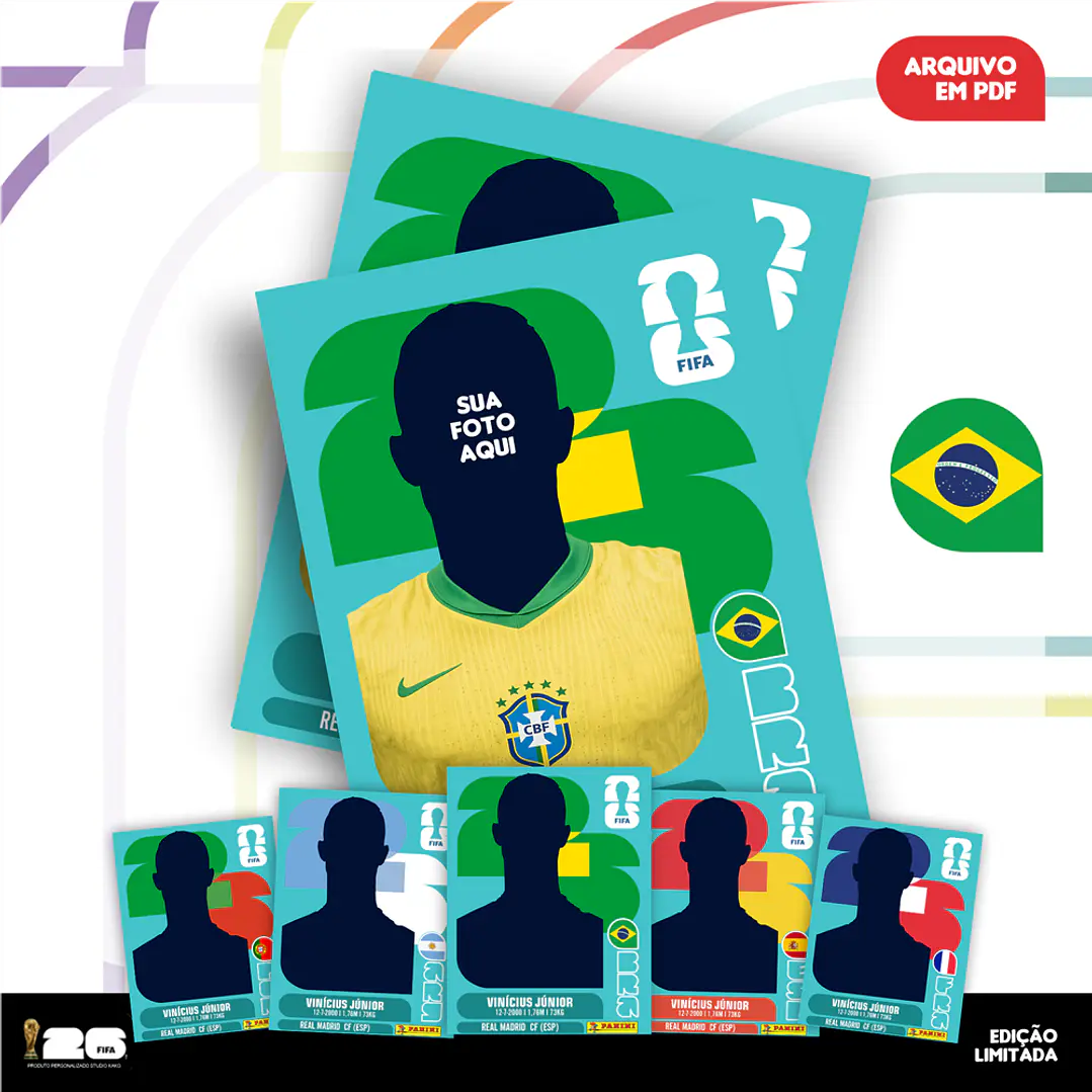 Figurinha Personalizada Copa do Mundo 2026 - Arquivo Digital PDF para Imprimir 3