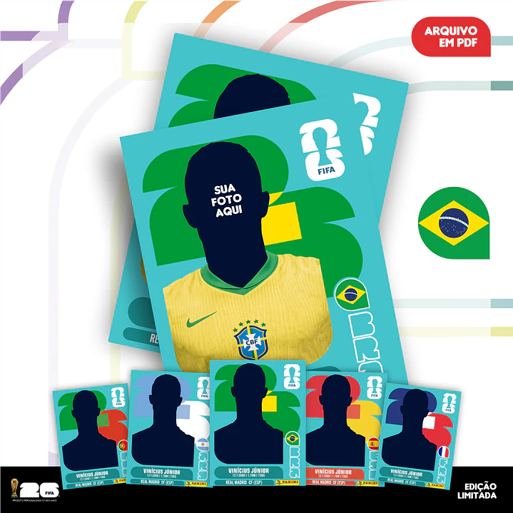 Figurinha Personalizada Copa do Mundo 2026 - Arquivo Digital PDF para Imprimir 3