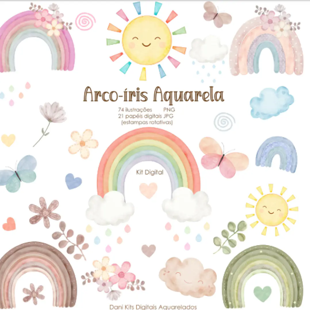 Kit Digital Arco Íres Aquarelado em Png  1