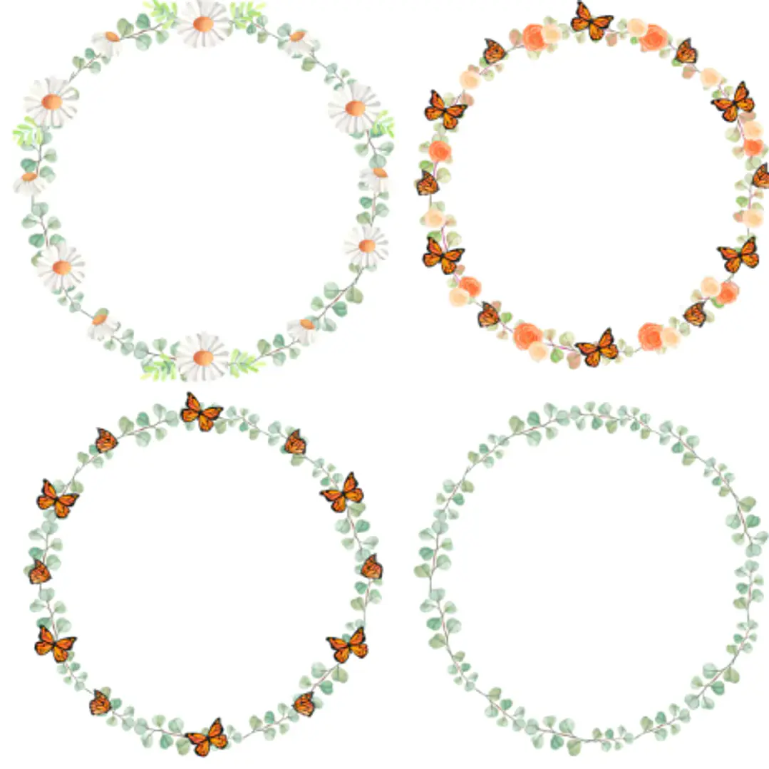 Kit Digital Guirlandas e Arranjos Aquarelado em Png 4