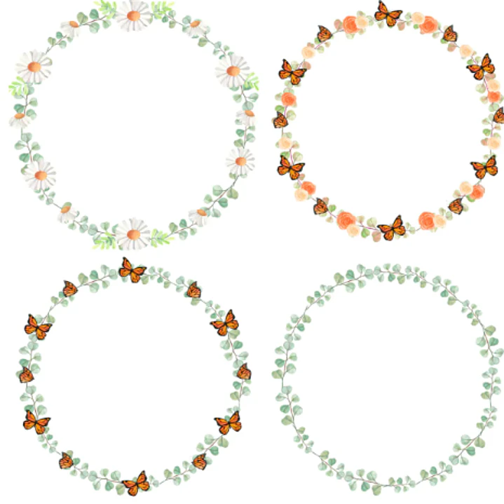 Kit Digital Guirlandas e Arranjos Aquarelado em Png 4