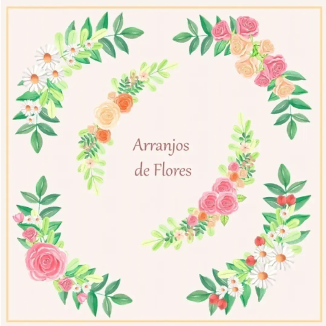 Kit Digital Guirlandas e Arranjos Aquarelado em Png 6