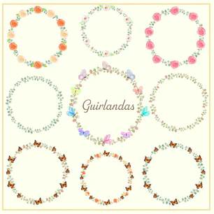 Kit Digital Guirlandas e Arranjos Aquarelado em Png