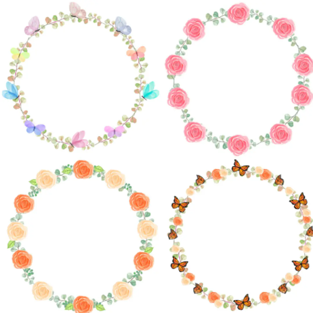 Kit Digital Guirlandas e Arranjos Aquarelado em Png 8