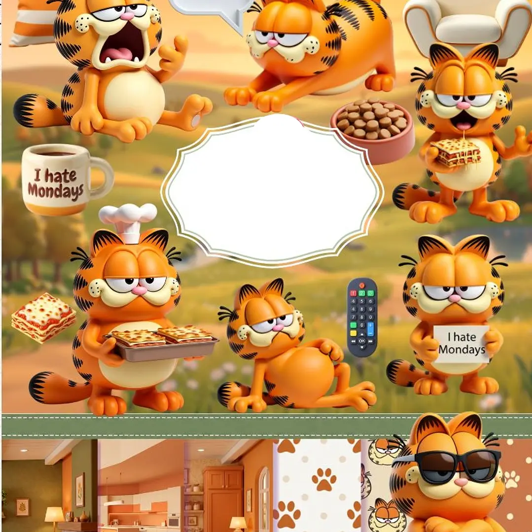 Kit Digital Garfield 3D em Png 1
