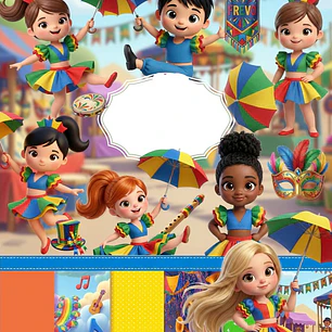 Kit Digital Carnaval Frevo em Png