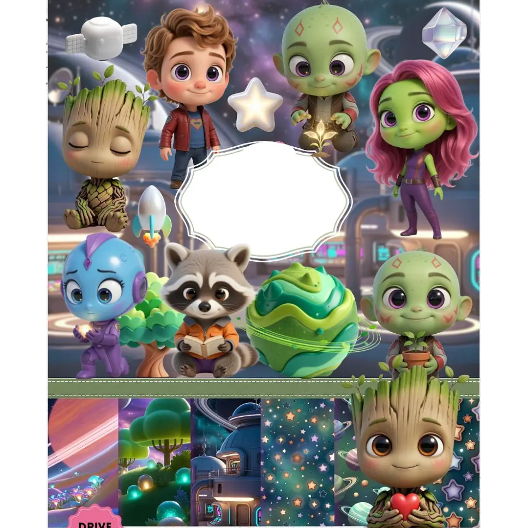 Kit Digital Guardiões da Galaxia Cute em Png  1