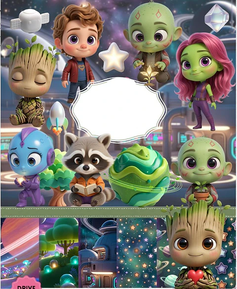 Kit Digital Guardiões da Galaxia Cute em Png 