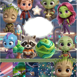 Kit Digital Guardiões da Galaxia Cute em Png 