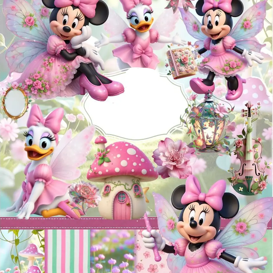 Kit Digital Minie Fada Rosa em Png 1