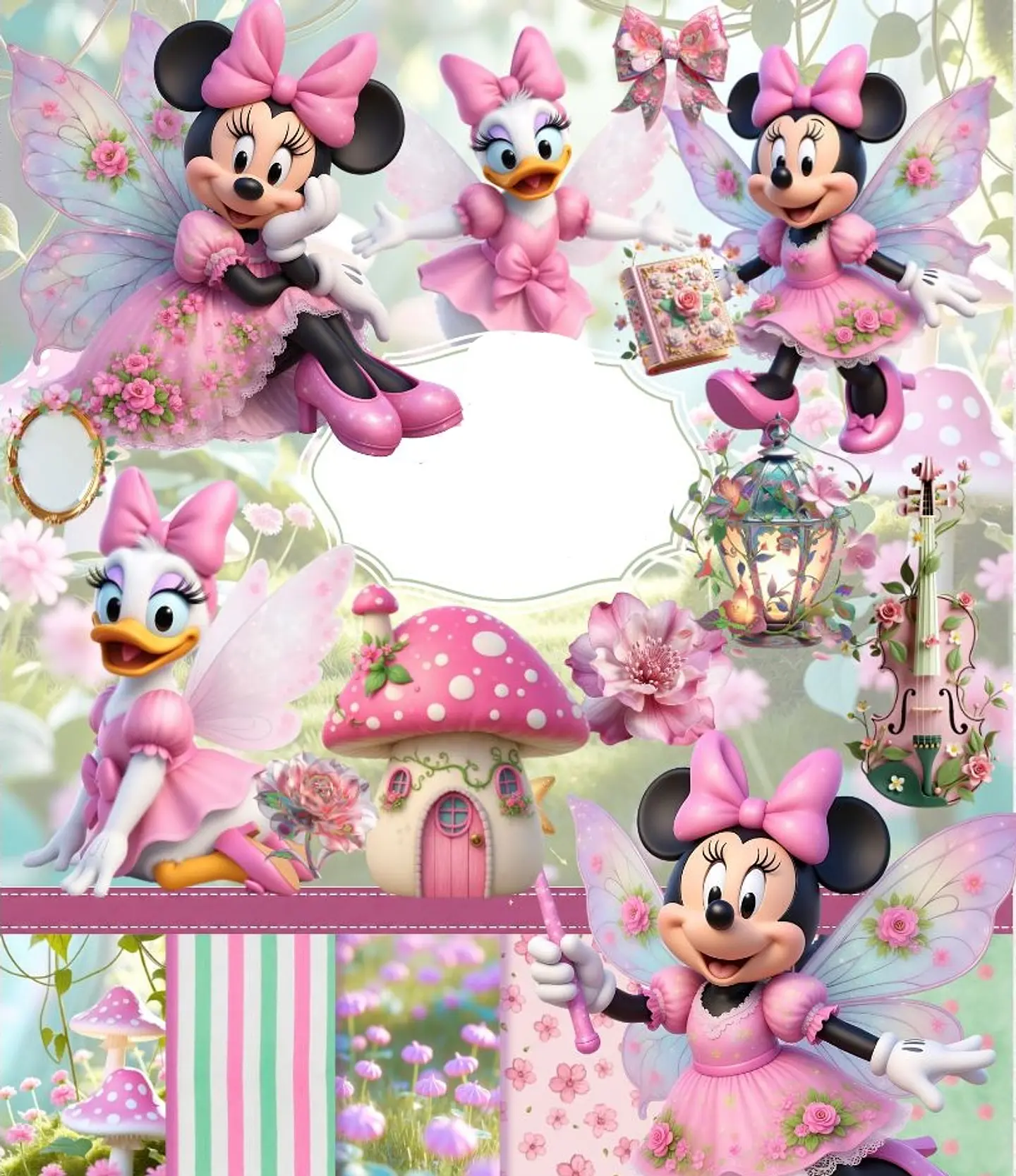Kit Digital Minie Fada Rosa em Png 1