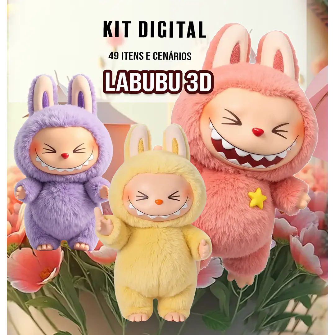 Kit Digital Labubu 3d em Png 1