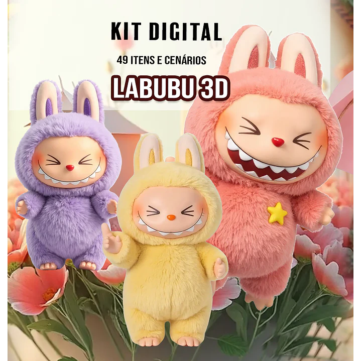 Kit Digital Labubu 3d em Png 1