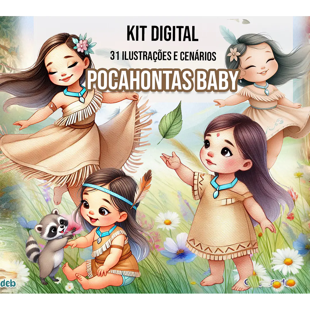 Kit Digital Pocahontas Baby 3d em Png  1