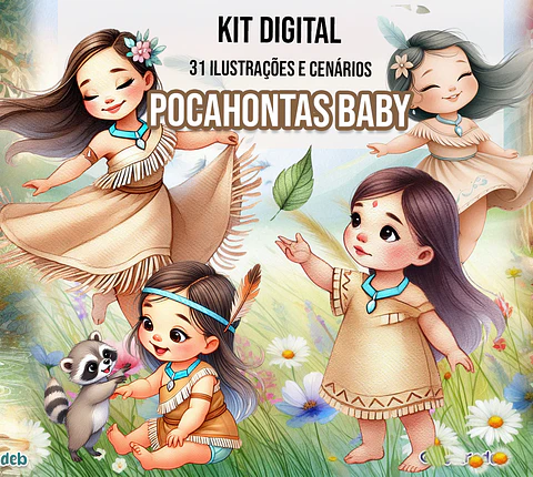 Kit Digital Pocahontas Baby 3d em Png 