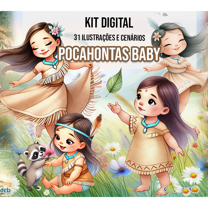 Kit Digital Pocahontas Baby 3d em Png  1