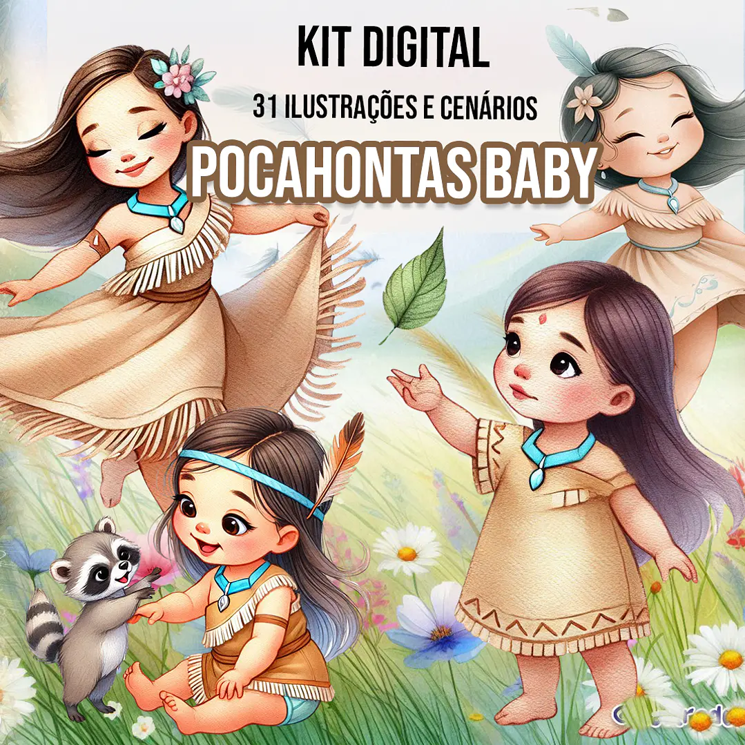 Kit Digital Pocahontas Baby 3d em Png  1