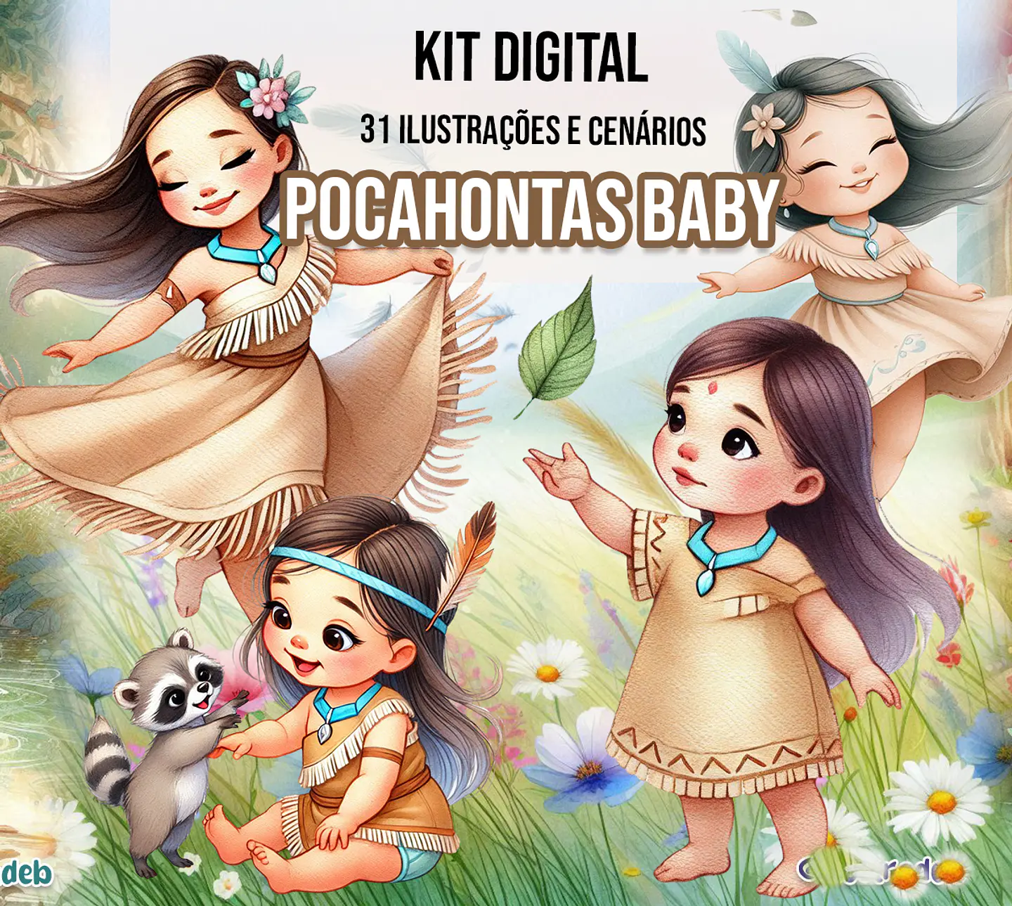Kit Digital Pocahontas Baby 3d em Png  1