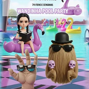 Kit Digital Wandinha Pool Party 3d em Png