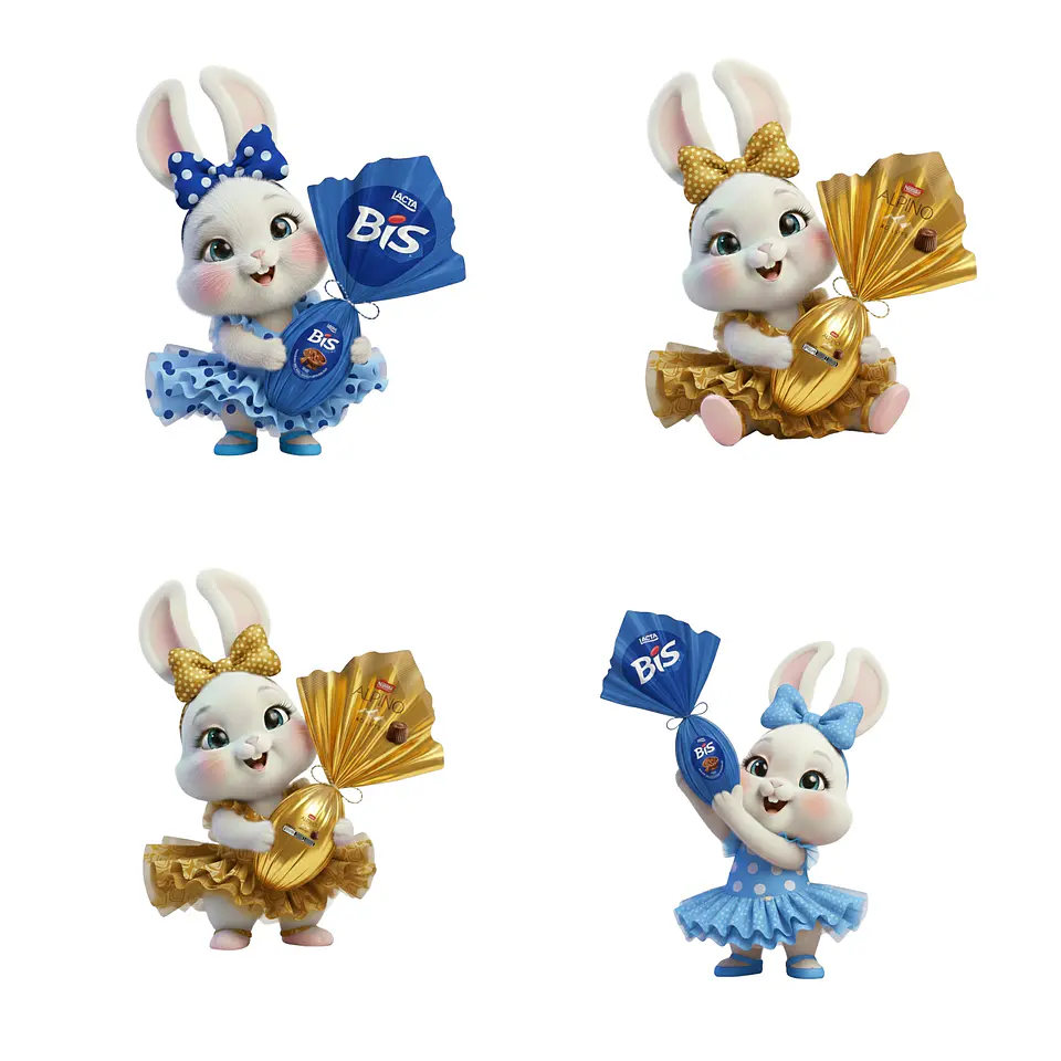Kit Digital Páscoa Coelhinha 3d em Png 3