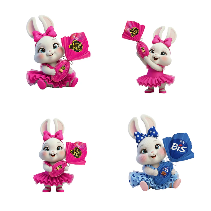 Kit Digital Páscoa Coelhinha 3d em Png 4