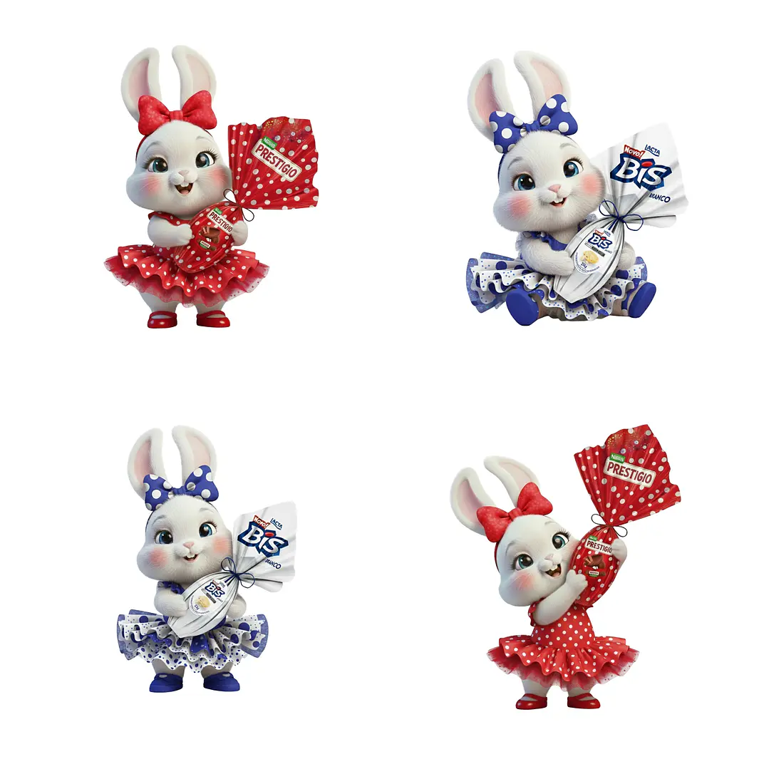 Kit Digital Páscoa Coelhinha 3d em Png 5