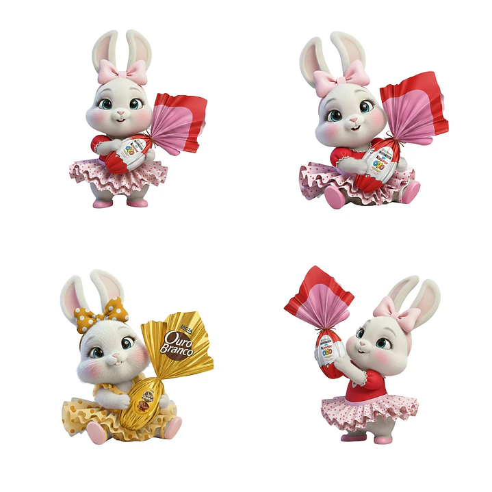 Kit Digital Páscoa Coelhinha 3d em Png 6