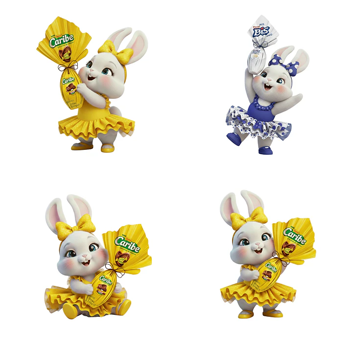 Kit Digital Páscoa Coelhinha 3d em Png 8