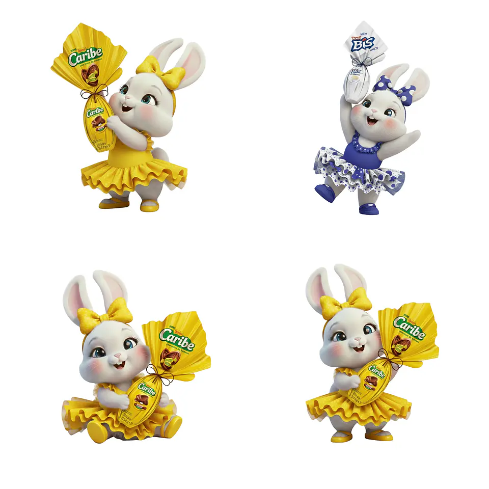 Kit Digital Páscoa Coelhinha 3d em Png 8