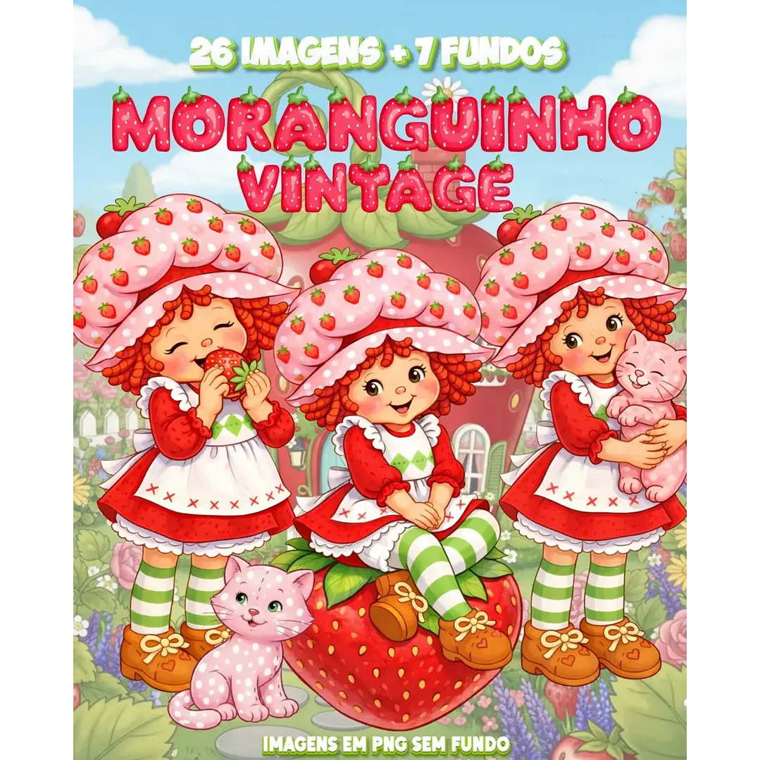 Kit Digital Moranguinho Vintage em Png 1