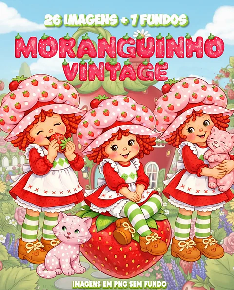 Kit Digital Moranguinho Vintage em Png