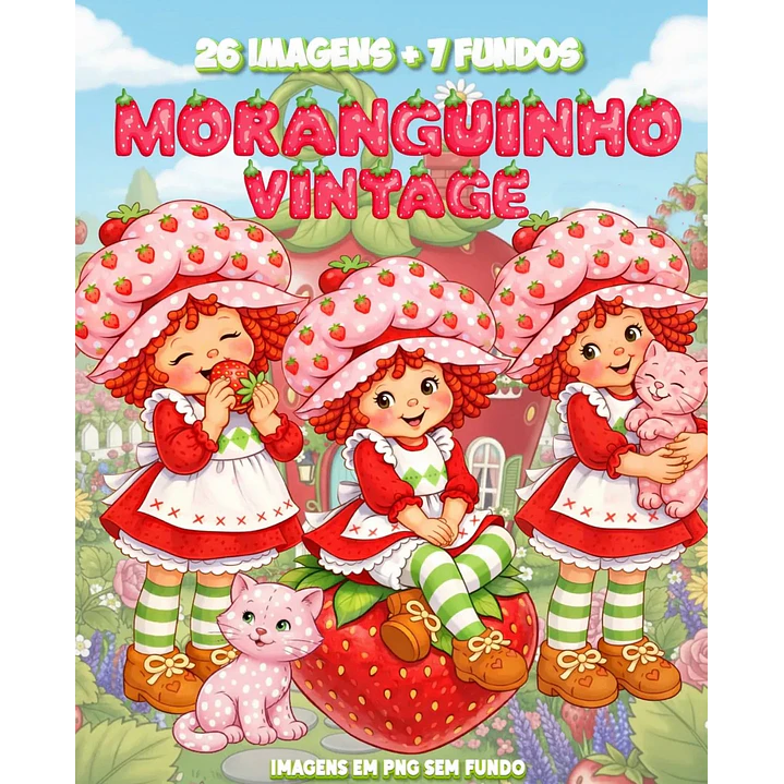 Kit Digital Moranguinho Vintage em Png 1