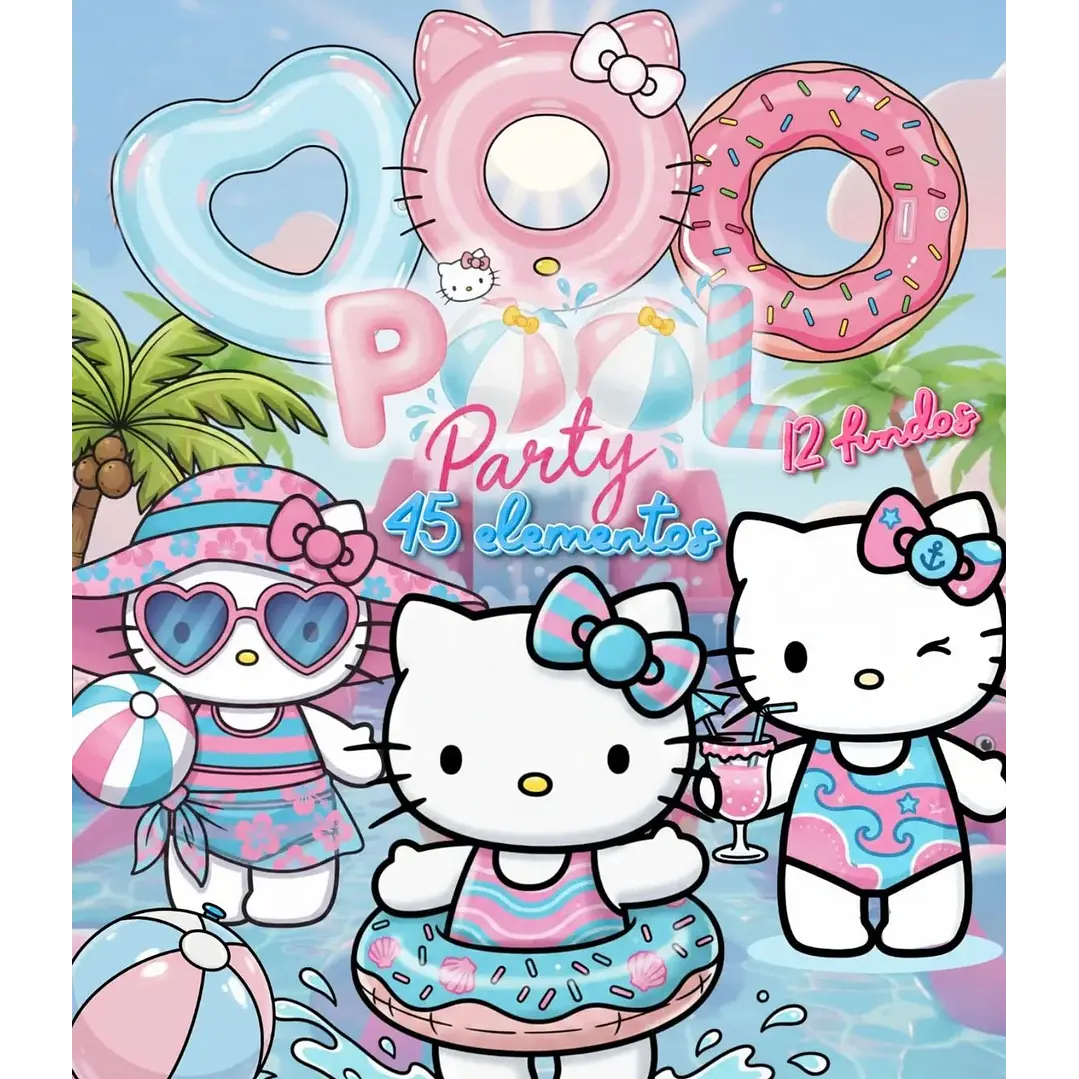 Kit Digital Pool Party Hello Kitty em Png 1