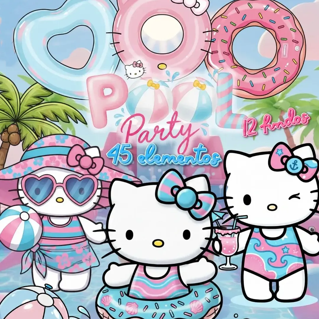 Kit Digital Pool Party Hello Kitty em Png 1