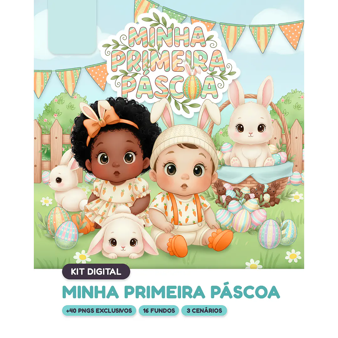 Kit Digital Minha Primeira Páscoa em Png 1
