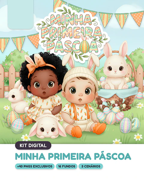 Kit Digital Minha Primeira Páscoa em Png