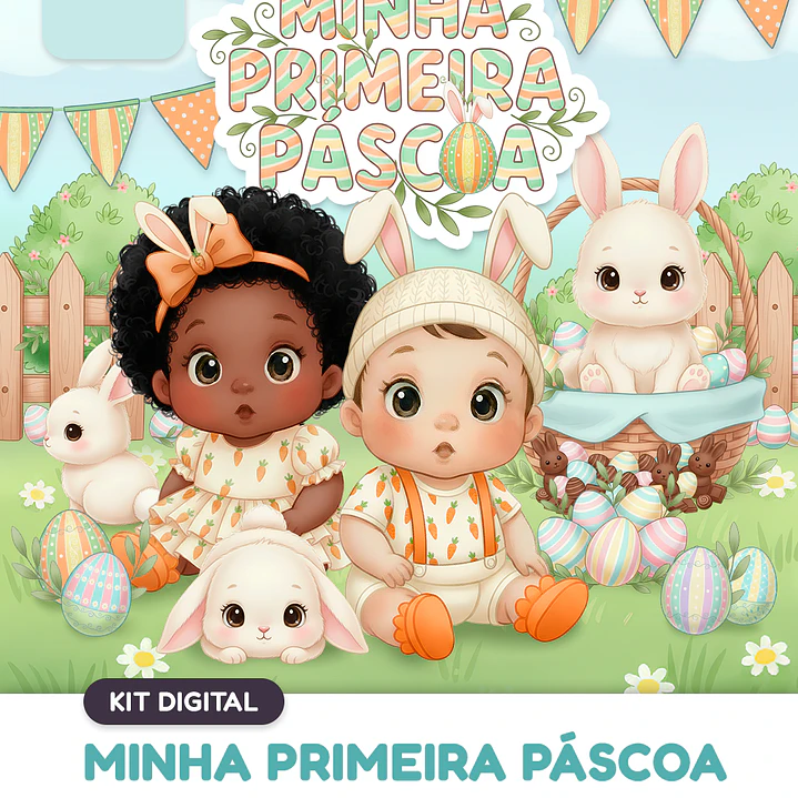 Kit Digital Minha Primeira Páscoa em Png 1