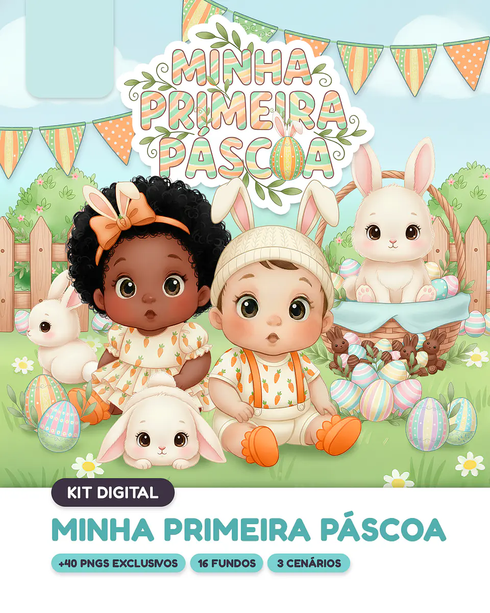 Kit Digital Minha Primeira Páscoa em Png 1