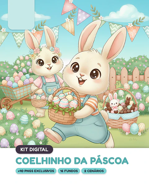 Kit Digital Coelhinho da Páscoa em Png