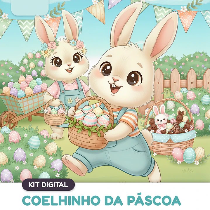 Kit Digital Coelhinho da Páscoa em Png 1