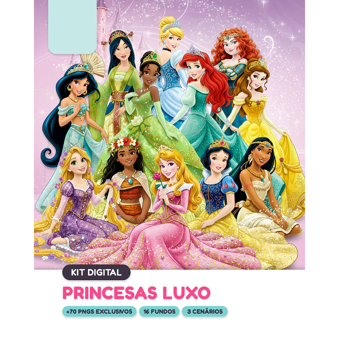 Kit Digital Princesas Luxo em Png 1