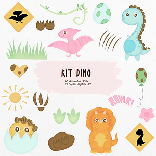 Kit Digital Dino Dinossauro em Png