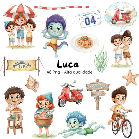 Kit Digital Lucca Aquarela em Png