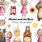Kit Digital Masha e o Urso Aquarela em Png - thumbnail 1