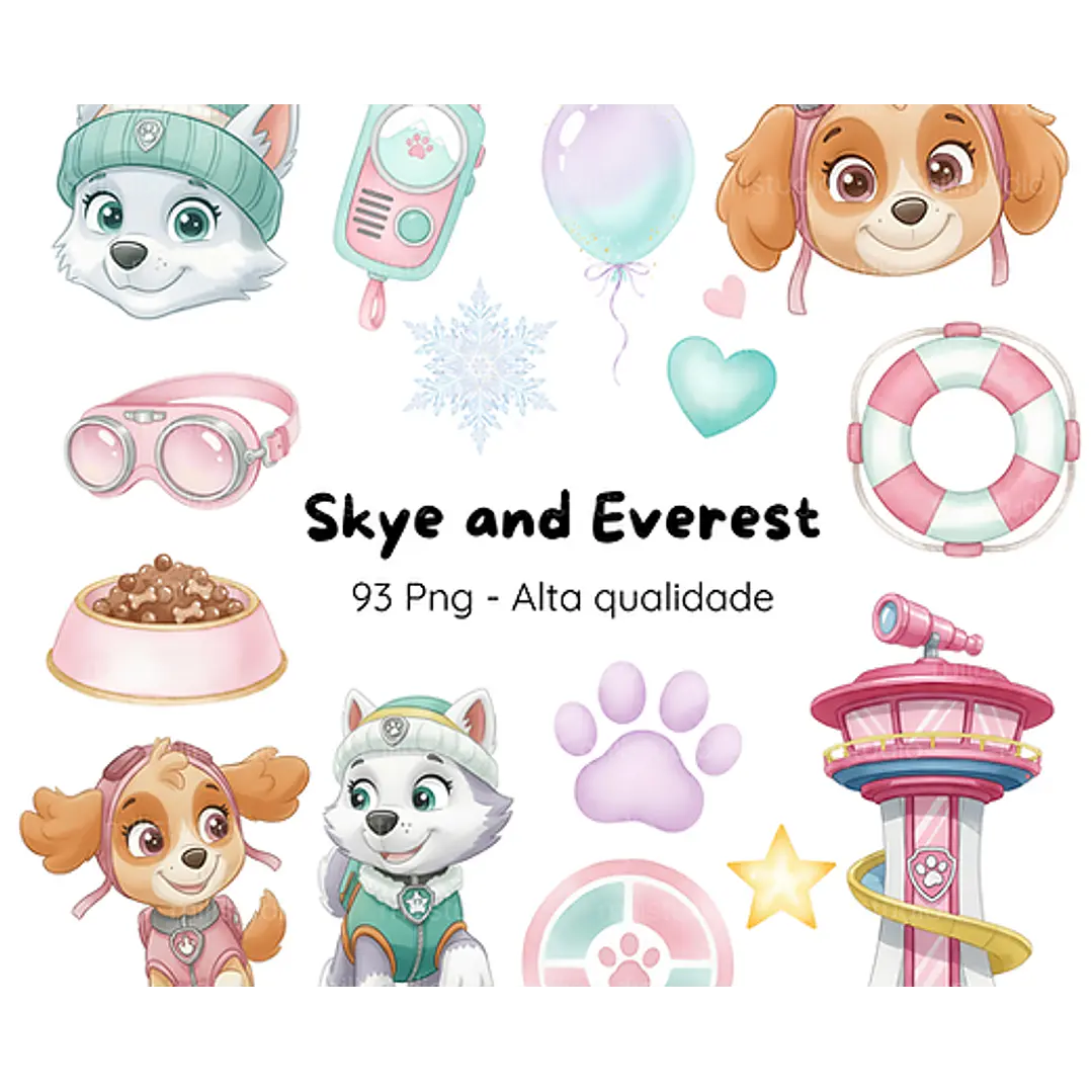 Kit Digital Skye e Everest Aquarela em Png 1