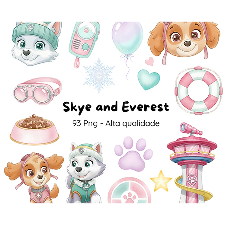 Kit Digital Skye e Everest Aquarela em Png 1